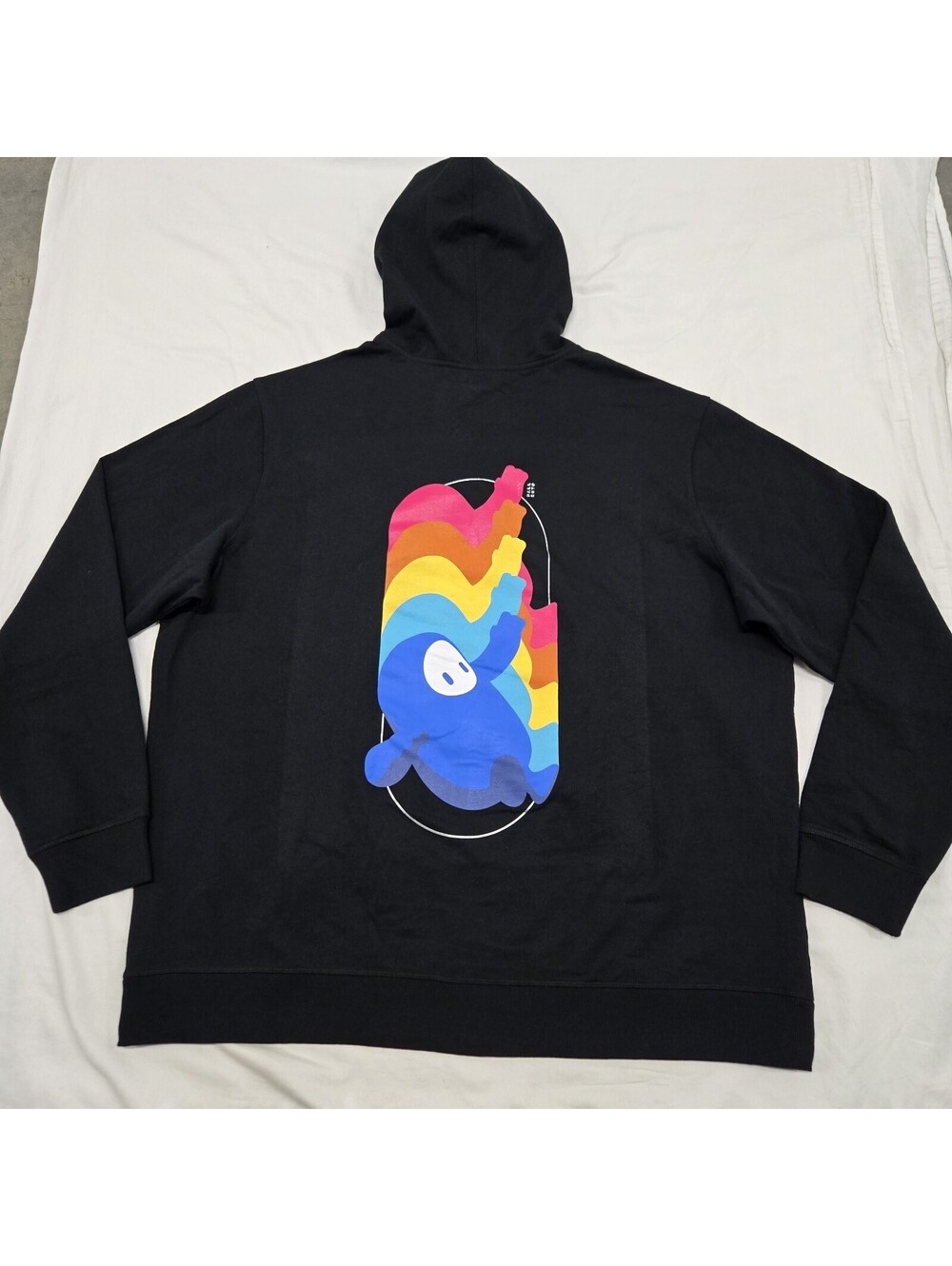 EUC Sz 3XL Fall Guys Zip Up Hoodie Black Graphic Sweater 2 Sided 2022 Mediatonic